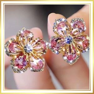 ELLA & ELLY Sparkly Pink Earrings with Multi Colored Accents